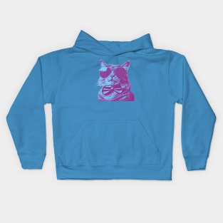 Cat wearing sunglasses and bow tie Kids Hoodie